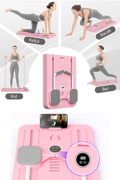 Verafit™ Pilates Aleti - Zamanlayıcılı, Direnç Bantlı Çok Amaçlı Egzersiz Tahtası